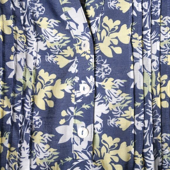 Notations Womens Blouse Large Blue Yellow Floral Flowy Office Casual‎ Spring - Picture 7 of 7
